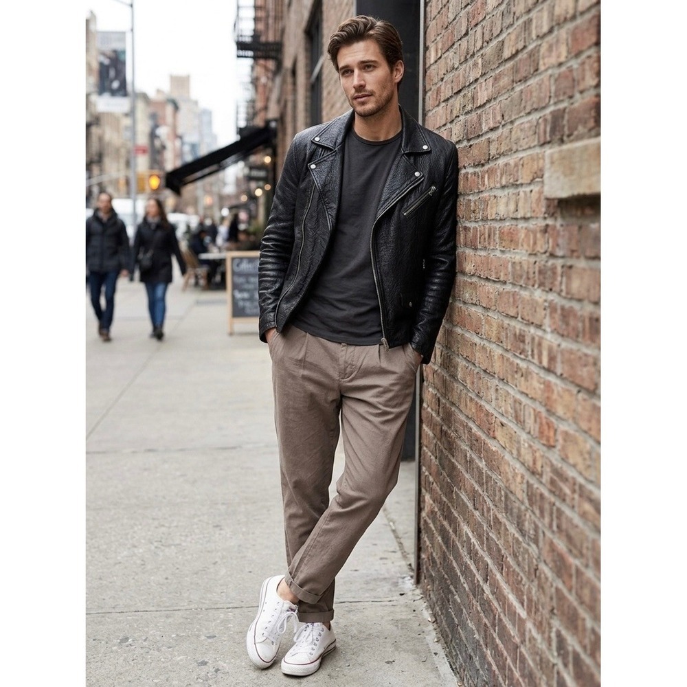 AllSaints Tallis Trouser Mens 31 Brown Pleated Cotton Wool Cropped Chino MM003J